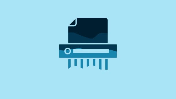 Blue Paper Shredder Confidential Private Document Office Information Protection Icon — Vídeo de Stock