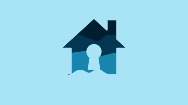 Blue House Protection Icon Isolated Blue Background Protection Safety Security — Stock video