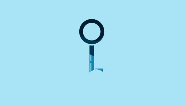 Blue Key Icon Isolated Blue Background Video Motion Graphic Animation — Vídeo de Stock