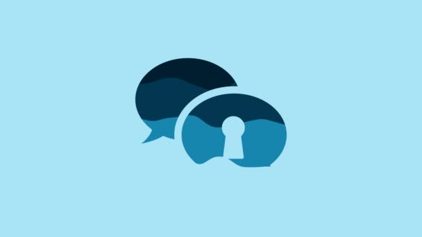 Blue Protection Personal Data Icon Isolated Blue Background Speech Bubble — Αρχείο Βίντεο