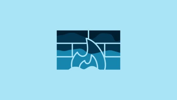Blue Firewall Security Wall Icon Isolated Blue Background Video Motion — 图库视频影像