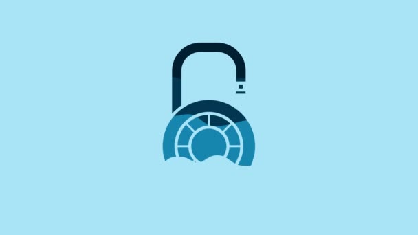 Blue Safe Combination Lock Wheel Icon Isolated Blue Background Combination — Stockvideo