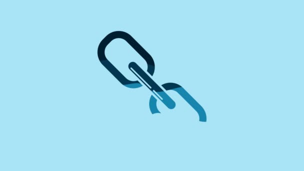 Blue Chain Link Icon Izolat Fundal Albastru Link Single Animație — Videoclip de stoc
