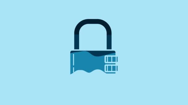 Blue Safe Combination Lock Icon Isolated Blue Background Combination Padlock — Vídeos de Stock