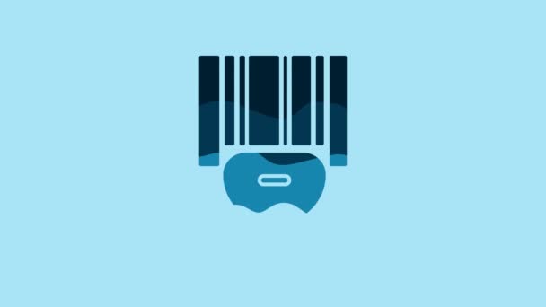 Blue Scanner Scanning Bar Code Icon Isolated Blue Background Barcode — Vídeo de stock