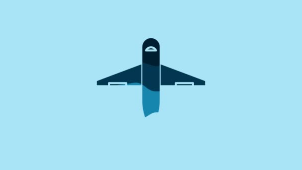 Blue Plane Icon Isolated Blue Background Delivery Transportation Cargo Delivery — Stok video