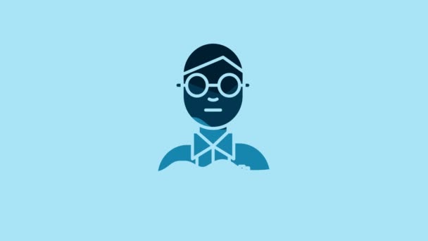 Blue Scientist Icon Isolated Blue Background Video Motion Graphic Animation — Vídeos de Stock