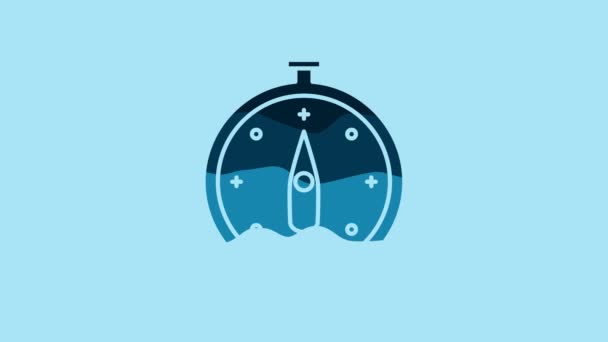 Ікона Blue Compass Ізольована Синьому Фоні Навігаційний Символ Віндрози Вітер — стокове відео