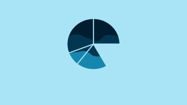 Blue Pie Chart Infographic Icon Isolated Blue Background Diagram Chart — Vídeos de Stock