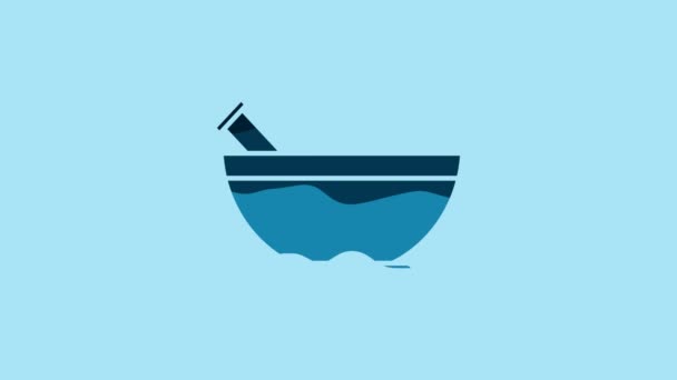 Blue Mortar Pestle Icon Isolated Blue Background Video Motion Graphic — Vídeo de Stock