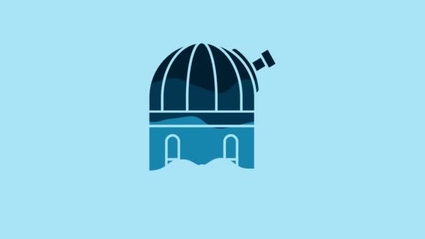 Blue Astronomical Observatory Icon Isolated Blue Background Video Motion Graphic — Vídeos de Stock