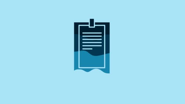 Blue Clipboard Document Icon Isolated Blue Background Video Motion Graphic — Stockvideo