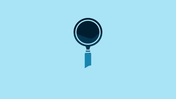 Blue Magnifying Glass Icon Isolated Blue Background Search Focus Zoom — Vídeo de Stock