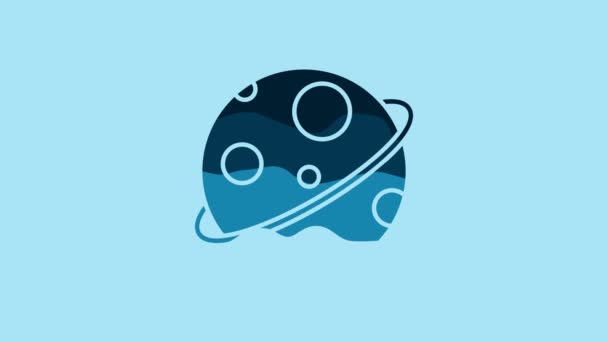 Blue Planet Icon Isolated Blue Background Video Motion Graphic Animation — Vídeo de stock