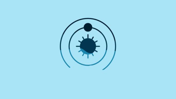 Blue Solar System Icon Isolated Blue Background Planets Revolve Star — 图库视频影像