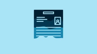 Blue Personal document icon isolated on blue background. File icon. Checklist icon. Business concept. 4K Video motion graphic animation.