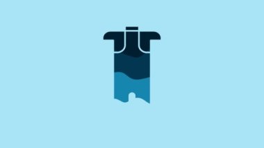 Blue Wetsuit for scuba diving icon isolated on blue background. Diving underwater equipment. 4K Video motion graphic animation.