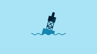 Blue Floating buoy on the sea icon isolated on blue background. 4K Video motion graphic animation.