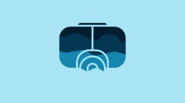 Blue Diving mask icon isolated on blue background. Extreme sport. Diving underwater equipment. 4K Video motion graphic animation.