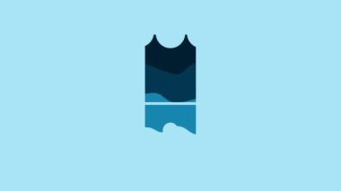 Blue Wetsuit for scuba diving icon isolated on blue background. Diving underwater equipment. 4K Video motion graphic animation.
