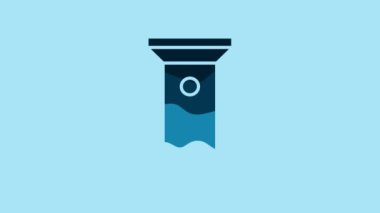 Blue Flashlight icon isolated on blue background. 4K Video motion graphic animation.