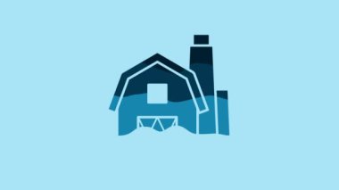Blue Farm House concept icon isolated on blue background. Rustic farm landscape. 4K Video motion graphic animation.