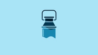 Blue Can container for milk icon isolated on blue background. 4K Video motion graphic animation.