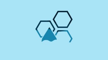 Blue Honeycomb icon isolated on blue background. Honey cells symbol. Sweet natural food. 4K Video motion graphic animation.