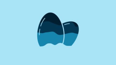 Blue Chicken egg icon isolated on blue background. 4K Video motion graphic animation.