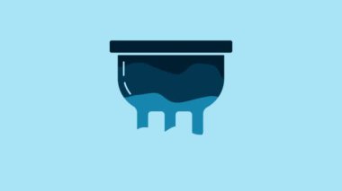 Blue Udder icon isolated on blue background. 4K Video motion graphic animation.