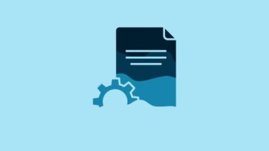 Blue File document icon isolated on blue background. Adjusting, service, setting, maintenance, repair, fixing. 4K Video motion graphic animation.