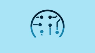 Blue Processor icon isolated on blue background. CPU, central processing unit, microchip, microcircuit, computer processor, chip. 4K Video motion graphic animation.
