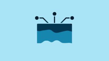 Blue Laptop icon isolated on blue background. Technology and devices concept.. 4K Video motion graphic animation.