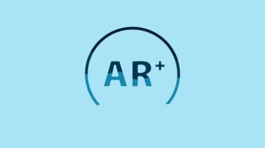 Blue Ar, augmented reality icon isolated on blue background. 4K Video motion graphic animation.