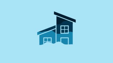 Blue House icon isolated on blue background. Home symbol. 4K Video motion graphic animation.