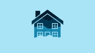 Blue House icon isolated on blue background. Home symbol. 4K Video motion graphic animation.