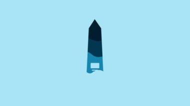 Blue Washington monument icon isolated on blue background. Concept of commemoration, DC landmark, patriotism. 4K Video motion graphic animation.