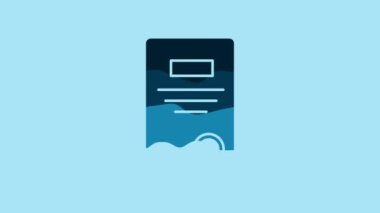 Blue Certificate template icon isolated on blue background. Achievement, award, degree, grant, diploma. Business success certificate. 4K Video motion graphic animation.