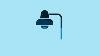Blue Table lamp icon isolated on blue background. Table office lamp. 4K Video motion graphic animation.