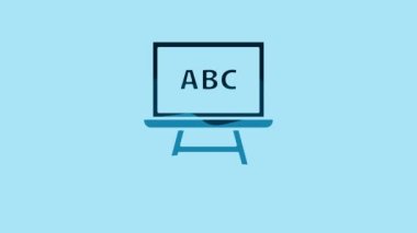 Blue Chalkboard icon isolated on blue background. School Blackboard sign. 4K Video motion graphic animation.