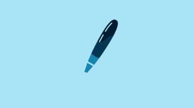 Blue Paint brush icon isolated on blue background. 4K Video motion graphic animation.