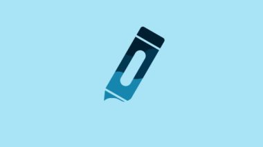 Blue Marker pen icon isolated on blue background. 4K Video motion graphic animation.