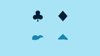 Blue Playing cards icon isolated on blue background. Casino gambling. 4K Video motion graphic animation.