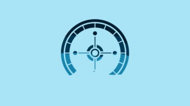 Blue Casino roulette wheel icon isolated on blue background. 4K Video motion graphic animation.