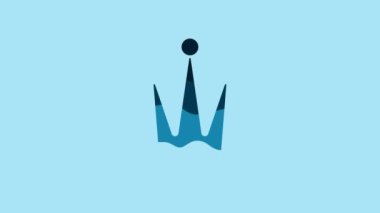Blue Crown icon isolated on blue background. 4K Video motion graphic animation.