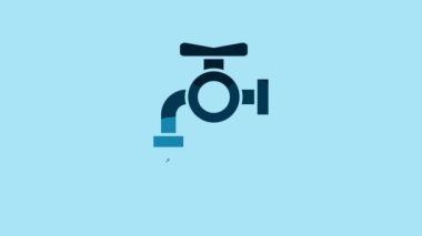 Blue Water tap icon isolated on blue background. 4K Video motion graphic animation.