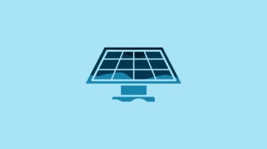 Blue Solar energy panel icon isolated on blue background. 4K Video motion graphic animation.