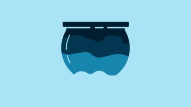 Blue Witch cauldron icon isolated on blue background. Happy Saint Patricks day. 4K Video motion graphic animation.