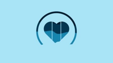Blue Heart icon isolated on blue background. Happy Saint Patrick day. 4K Video motion graphic animation.