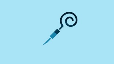 Blue Walking stick icon isolated on blue background. Happy Saint Patricks day. 4K Video motion graphic animation.